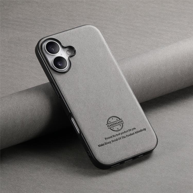 For iPhone 17 Twill Fabric Leather Skin Back Phone Case