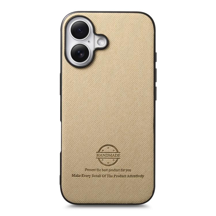For iPhone 17 Twill Fabric Leather Skin Back Phone Case