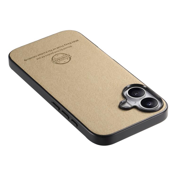 For iPhone 17 Twill Fabric Leather Skin Back Phone Case