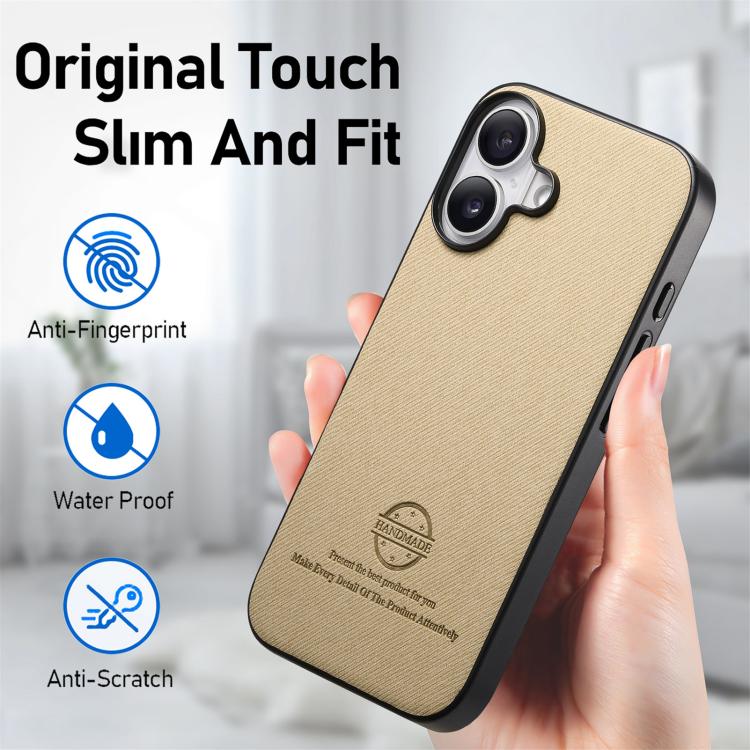 For iPhone 17 Twill Fabric Leather Skin Back Phone Case