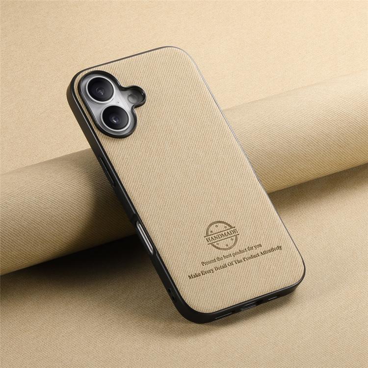 For iPhone 17 Twill Fabric Leather Skin Back Phone Case