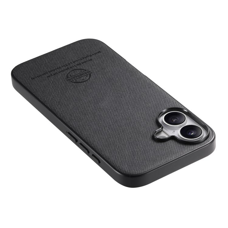For iPhone 17 Twill Fabric Leather Skin Back Phone Case