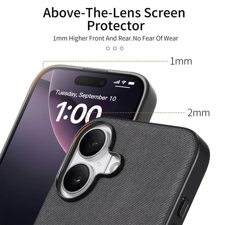 For iPhone 17 Twill Fabric Leather Skin Back Phone Case