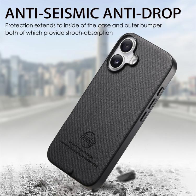 For iPhone 17 Twill Fabric Leather Skin Back Phone Case