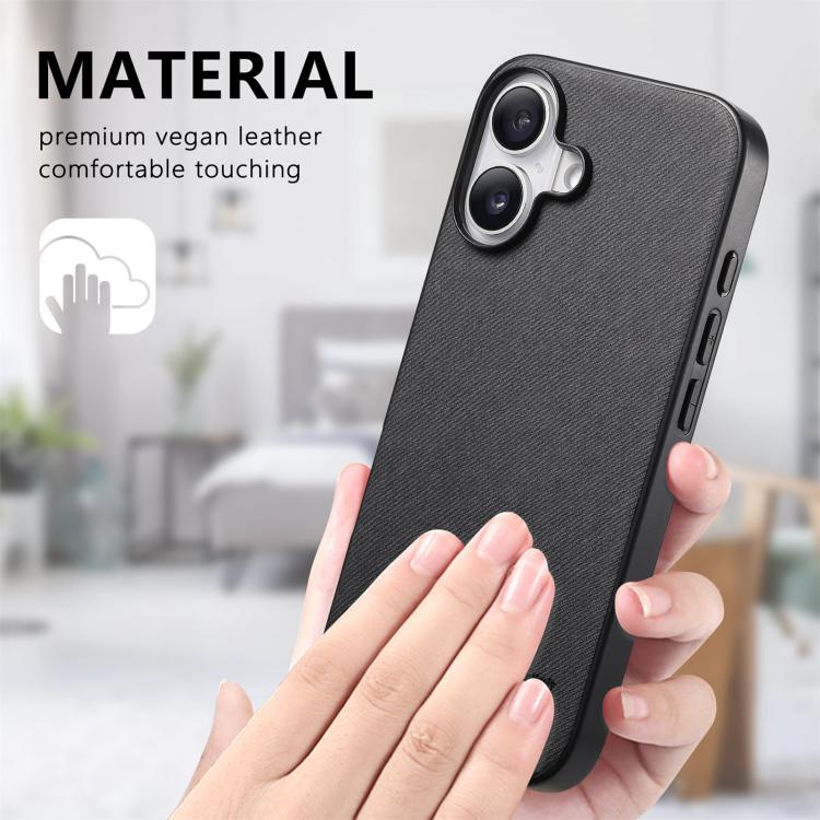 For iPhone 17 Twill Fabric Leather Skin Back Phone Case