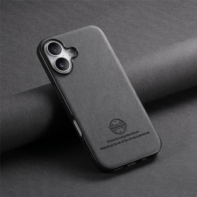 For iPhone 17 Twill Fabric Leather Skin Back Phone Case