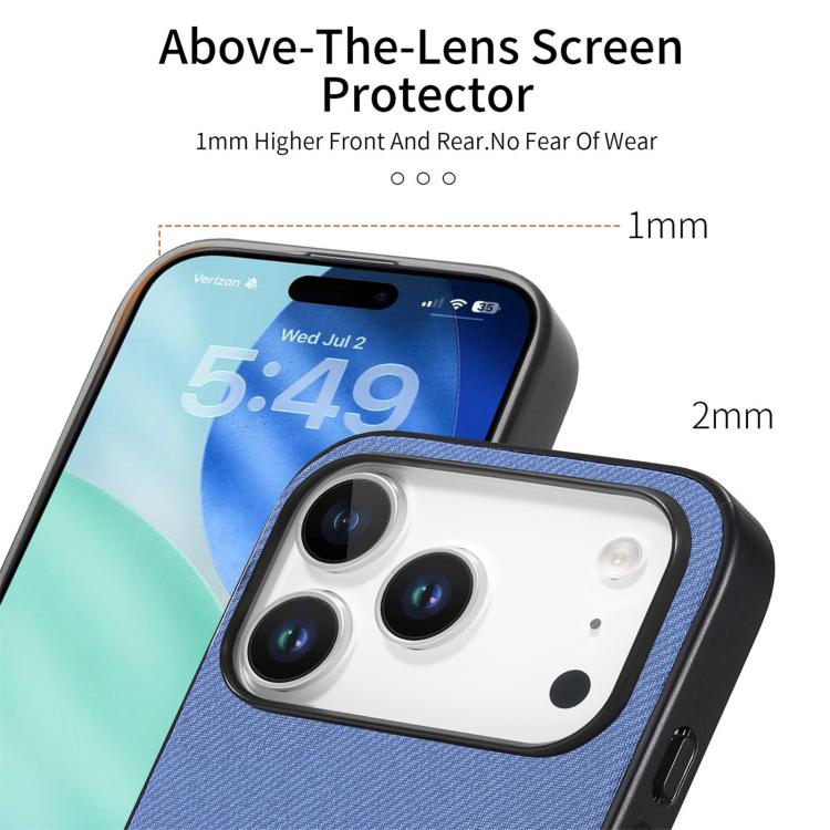 For iPhone 17 Pro Twill Fabric Leather Skin Back Phone Case
