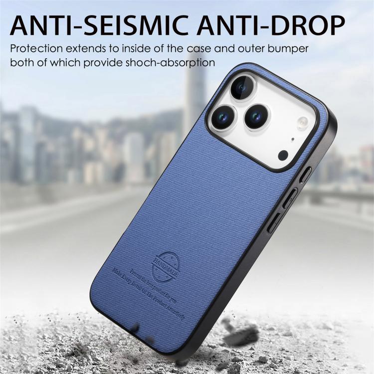 For iPhone 17 Pro Twill Fabric Leather Skin Back Phone Case