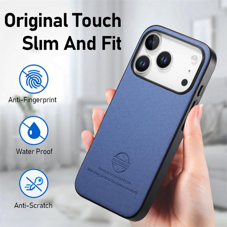 For iPhone 17 Pro Twill Fabric Leather Skin Back Phone Case