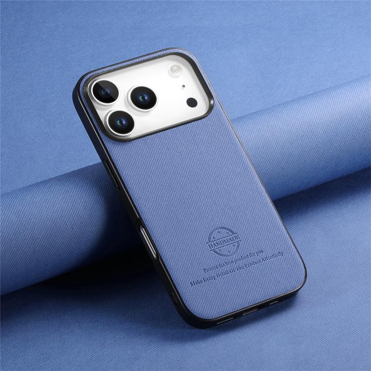 For iPhone 17 Pro Twill Fabric Leather Skin Back Phone Case