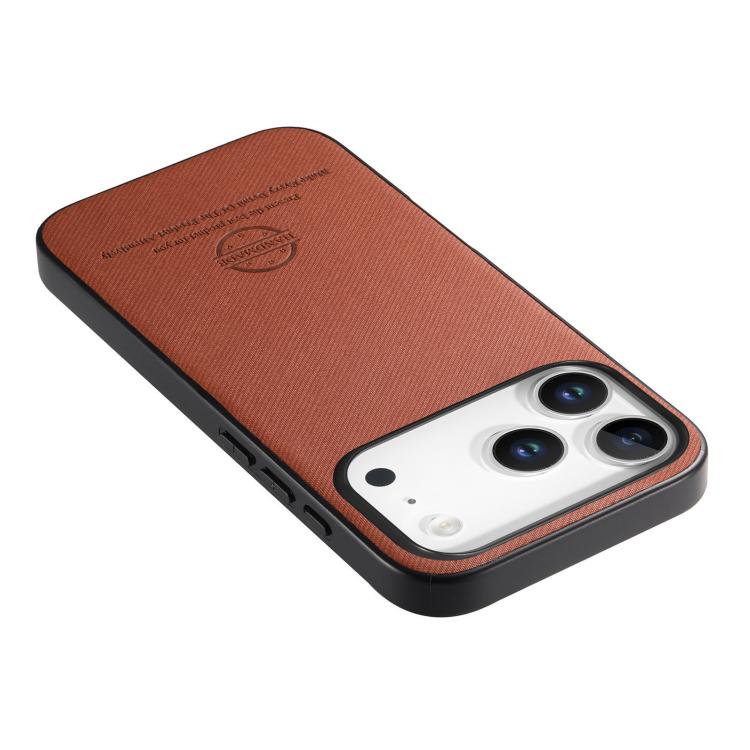 For iPhone 17 Pro Twill Fabric Leather Skin Back Phone Case