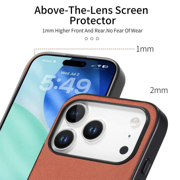For iPhone 17 Pro Twill Fabric Leather Skin Back Phone Case