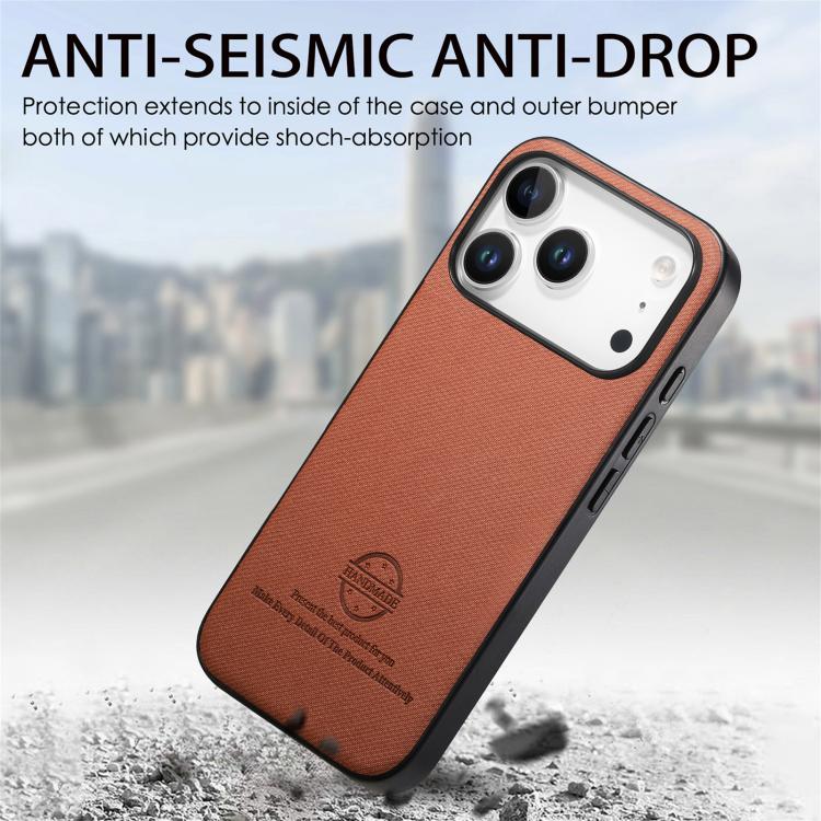 For iPhone 17 Pro Twill Fabric Leather Skin Back Phone Case