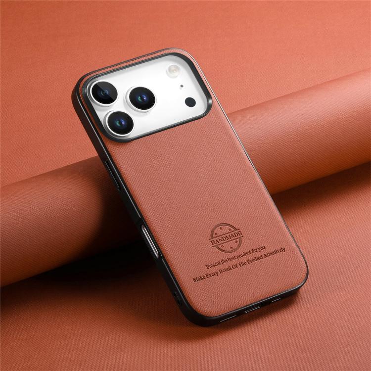 For iPhone 17 Pro Twill Fabric Leather Skin Back Phone Case