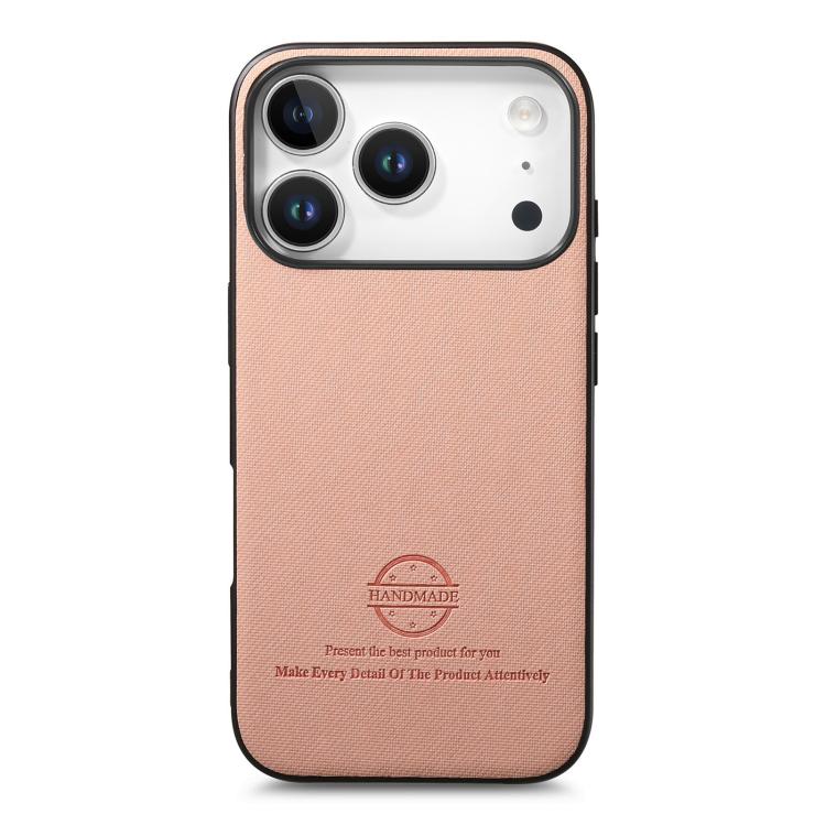 For iPhone 17 Pro Twill Fabric Leather Skin Back Phone Case