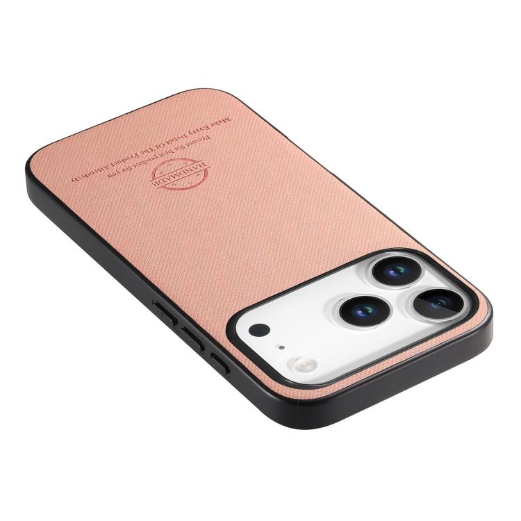 For iPhone 17 Pro Twill Fabric Leather Skin Back Phone Case
