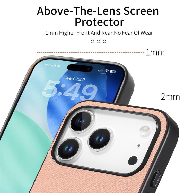 For iPhone 17 Pro Twill Fabric Leather Skin Back Phone Case