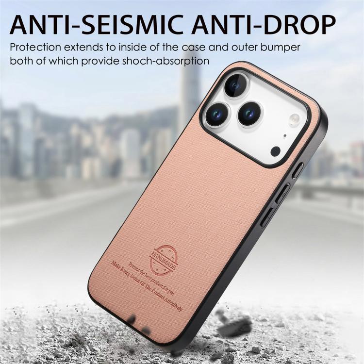 For iPhone 17 Pro Twill Fabric Leather Skin Back Phone Case