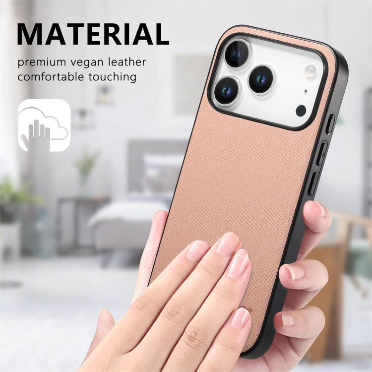 For iPhone 17 Pro Twill Fabric Leather Skin Back Phone Case