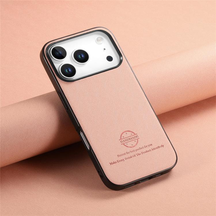 For iPhone 17 Pro Twill Fabric Leather Skin Back Phone Case