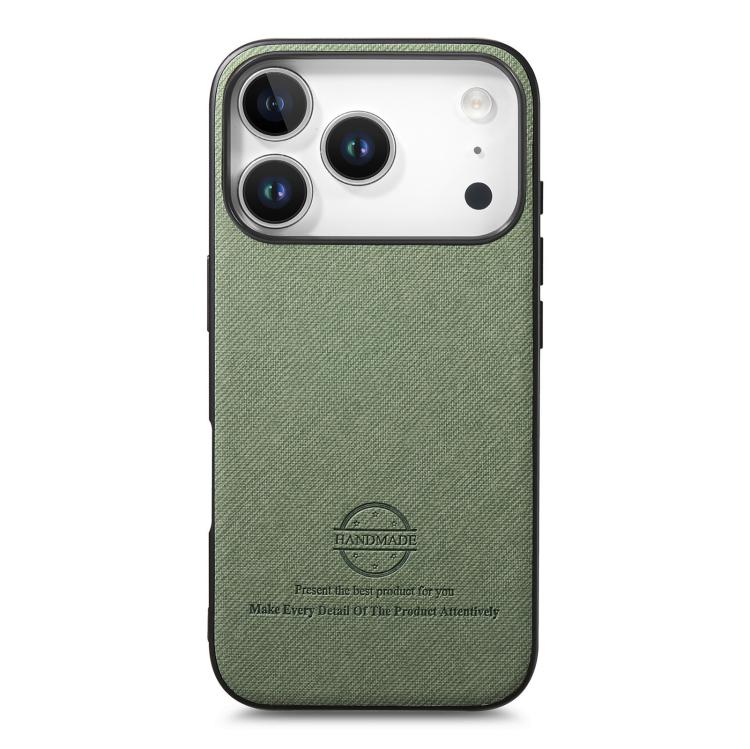 For iPhone 17 Pro Twill Fabric Leather Skin Back Phone Case