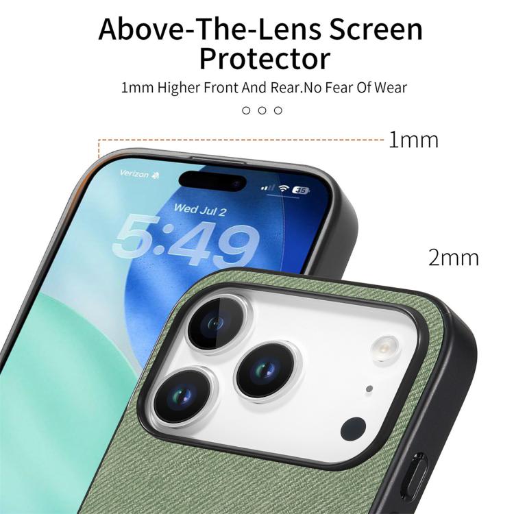 For iPhone 17 Pro Twill Fabric Leather Skin Back Phone Case