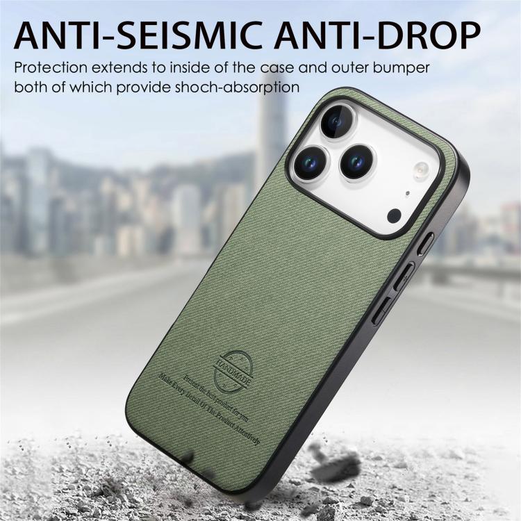 For iPhone 17 Pro Twill Fabric Leather Skin Back Phone Case
