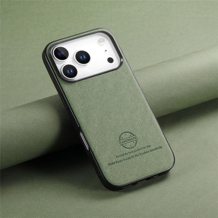 For iPhone 17 Pro Twill Fabric Leather Skin Back Phone Case