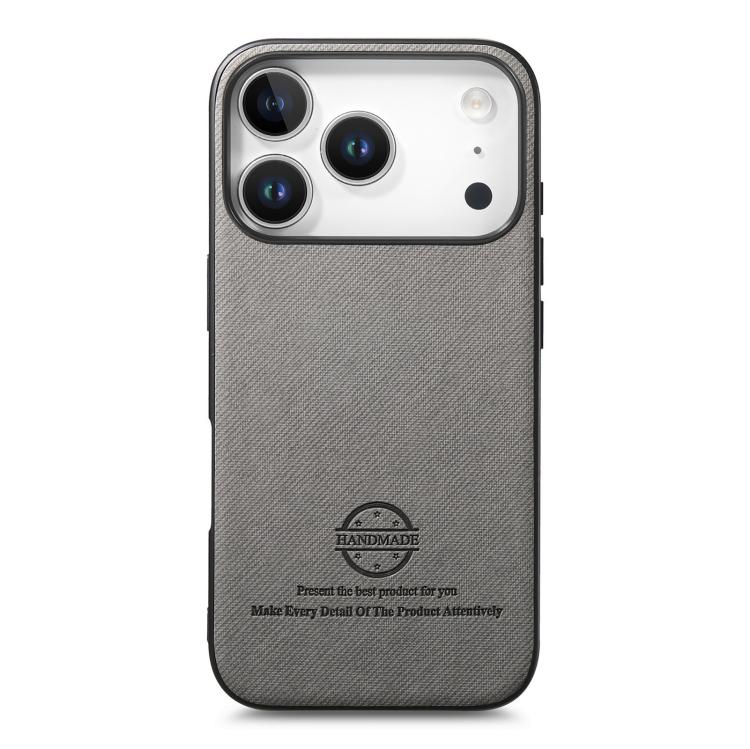 For iPhone 17 Pro Twill Fabric Leather Skin Back Phone Case