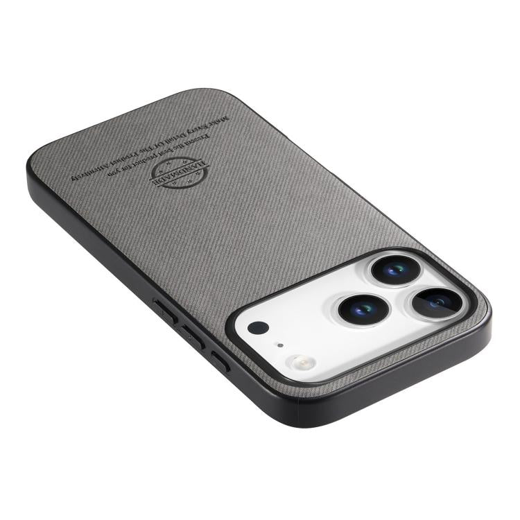 For iPhone 17 Pro Twill Fabric Leather Skin Back Phone Case