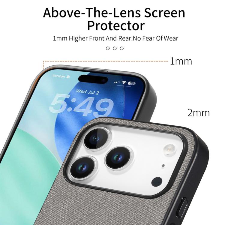 For iPhone 17 Pro Twill Fabric Leather Skin Back Phone Case