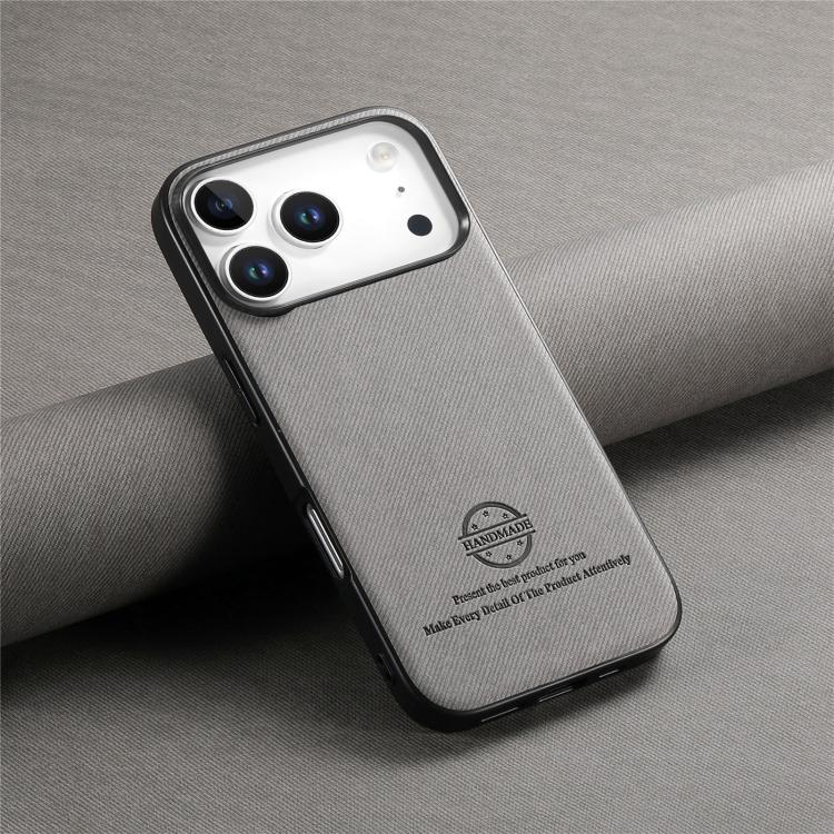 For iPhone 17 Pro Twill Fabric Leather Skin Back Phone Case