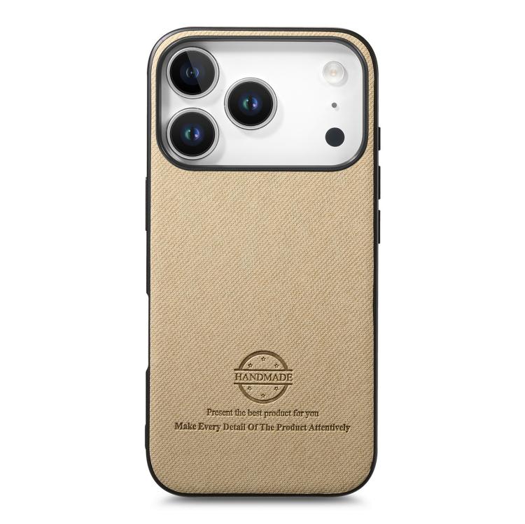 For iPhone 17 Pro Twill Fabric Leather Skin Back Phone Case