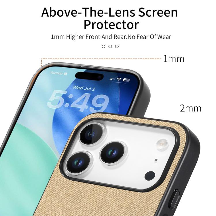 For iPhone 17 Pro Twill Fabric Leather Skin Back Phone Case