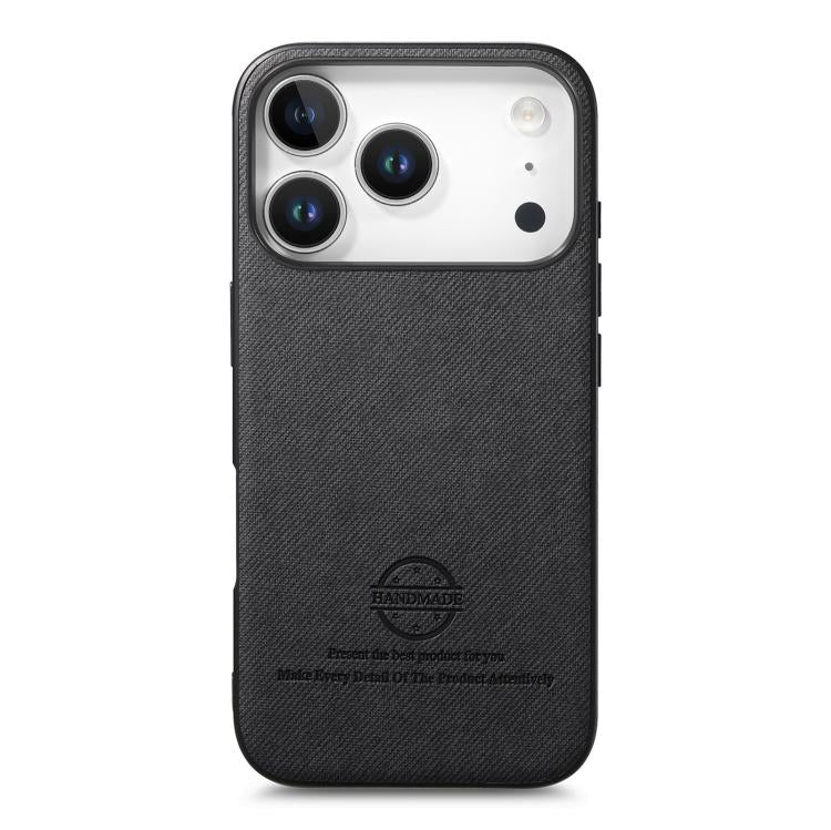 For iPhone 17 Pro Twill Fabric Leather Skin Back Phone Case