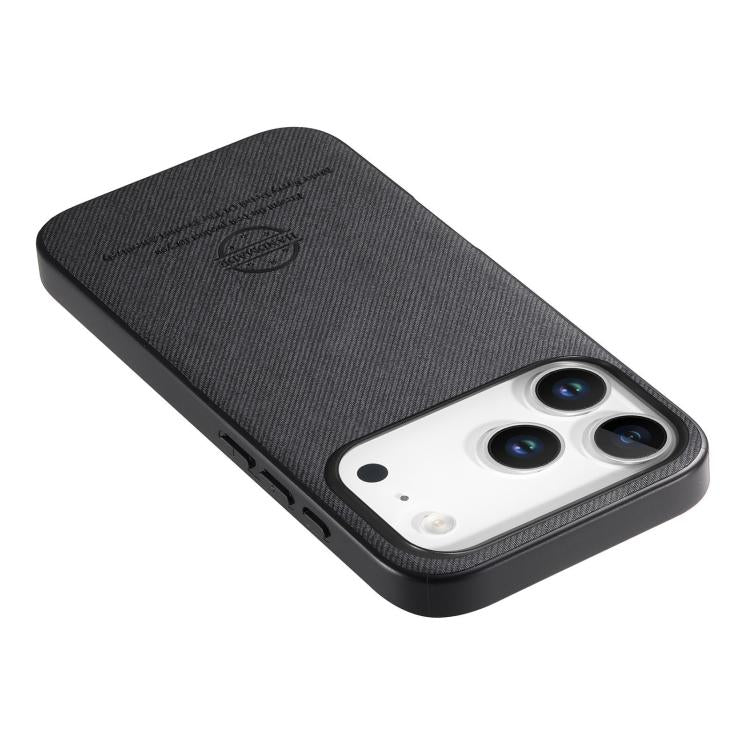 For iPhone 17 Pro Twill Fabric Leather Skin Back Phone Case