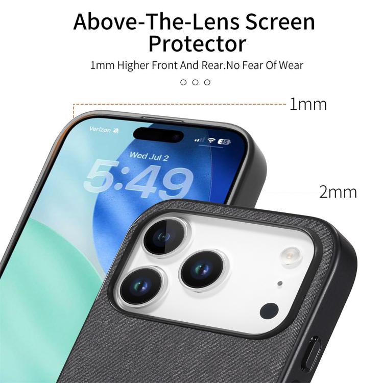 For iPhone 17 Pro Twill Fabric Leather Skin Back Phone Case