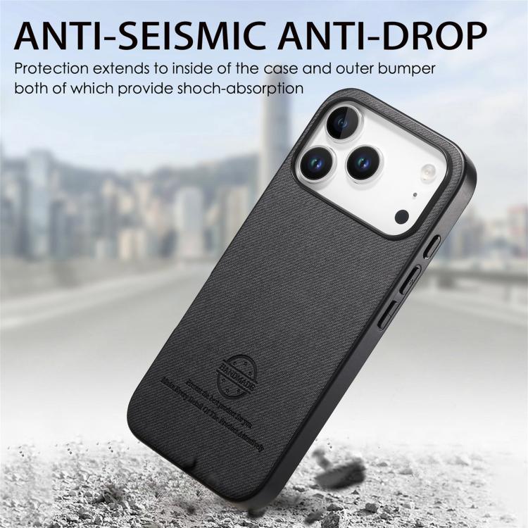 For iPhone 17 Pro Twill Fabric Leather Skin Back Phone Case