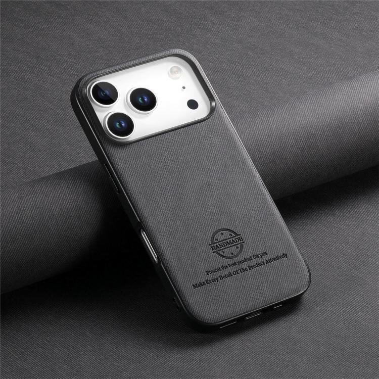 For iPhone 17 Pro Twill Fabric Leather Skin Back Phone Case