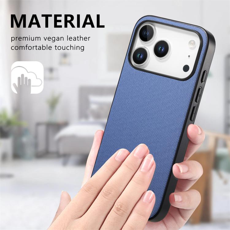 For iPhone 17 Pro Max Twill Fabric Leather Skin Back Phone Case