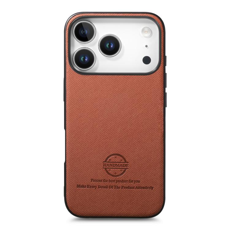 For iPhone 17 Pro Max Twill Fabric Leather Skin Back Phone Case
