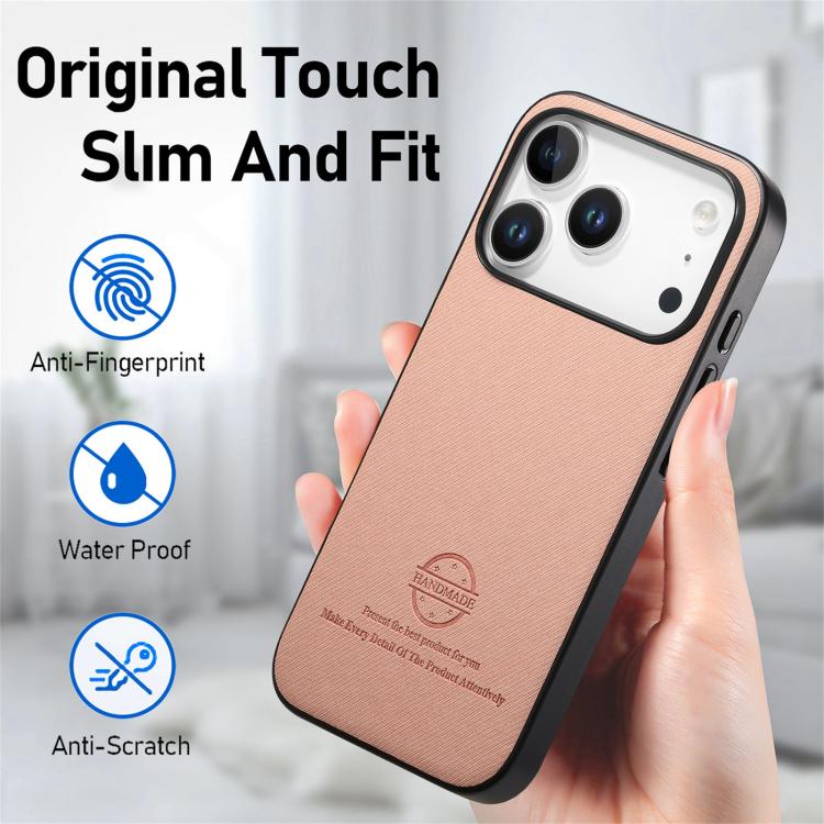 For iPhone 17 Pro Max Twill Fabric Leather Skin Back Phone Case