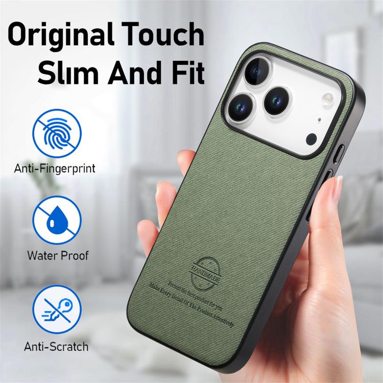 For iPhone 17 Pro Max Twill Fabric Leather Skin Back Phone Case