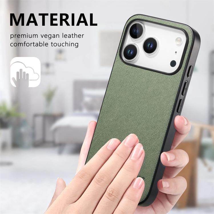 For iPhone 17 Pro Max Twill Fabric Leather Skin Back Phone Case