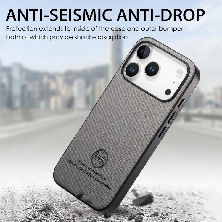 For iPhone 17 Pro Max Twill Fabric Leather Skin Back Phone Case