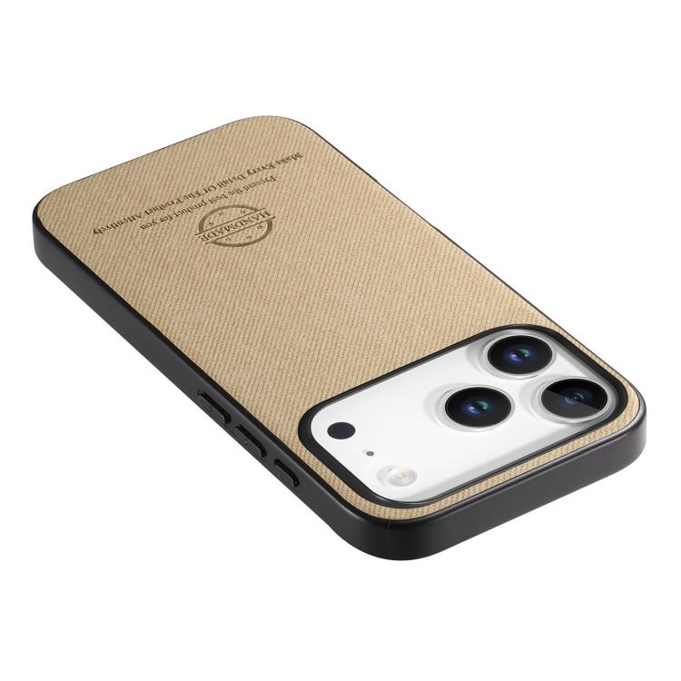 For iPhone 17 Pro Max Twill Fabric Leather Skin Back Phone Case