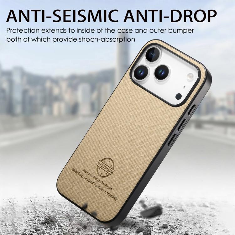 For iPhone 17 Pro Max Twill Fabric Leather Skin Back Phone Case