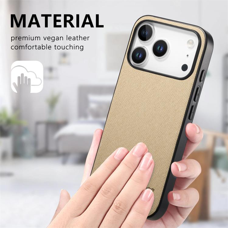 For iPhone 17 Pro Max Twill Fabric Leather Skin Back Phone Case