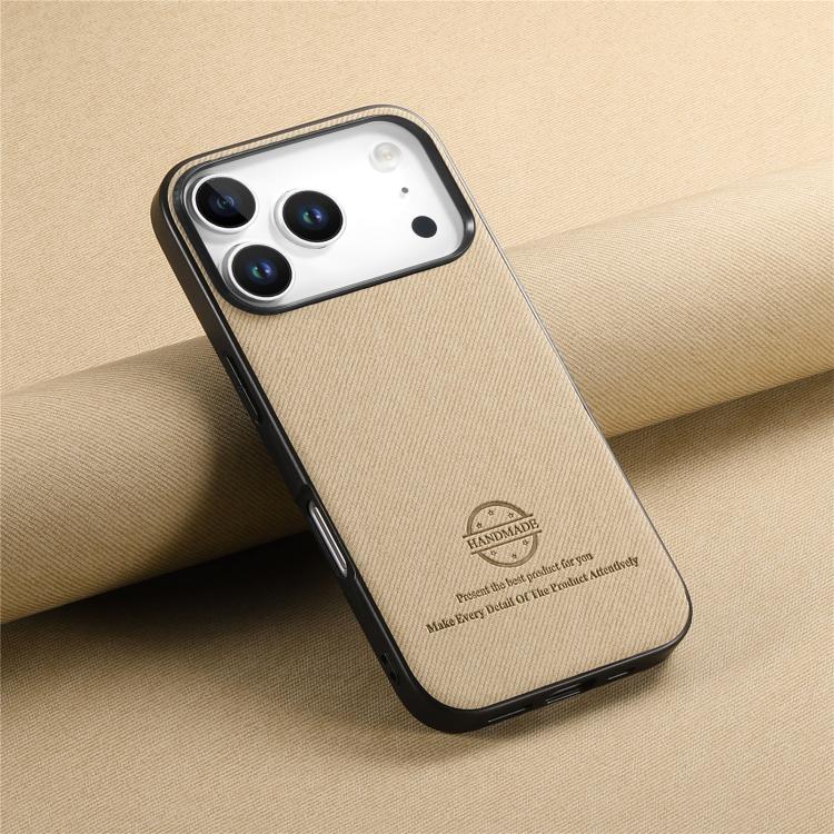 For iPhone 17 Pro Max Twill Fabric Leather Skin Back Phone Case