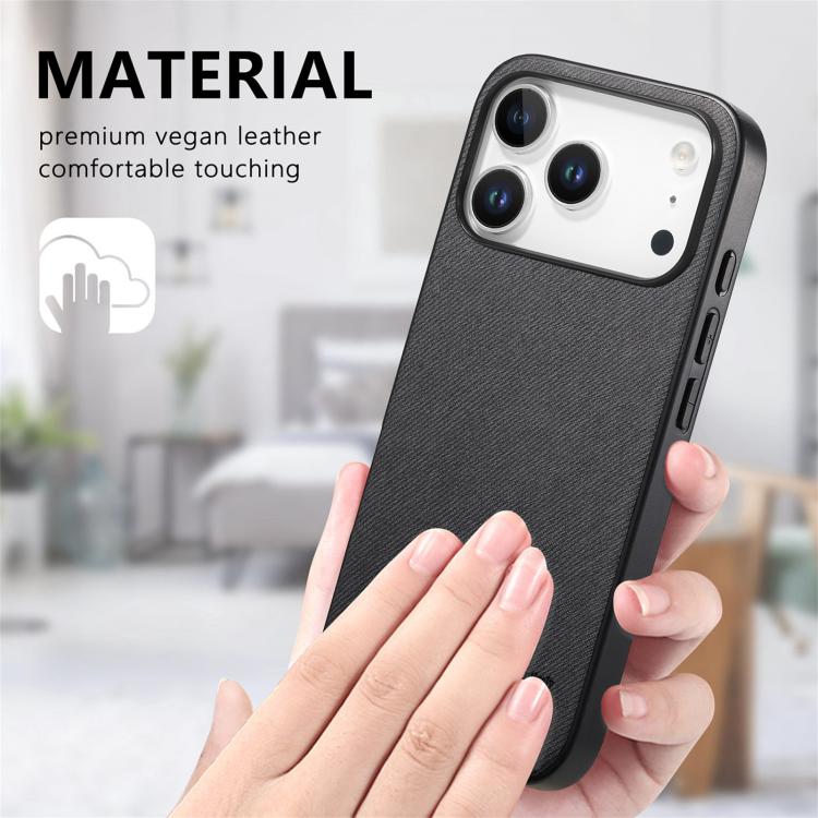 For iPhone 17 Pro Max Twill Fabric Leather Skin Back Phone Case